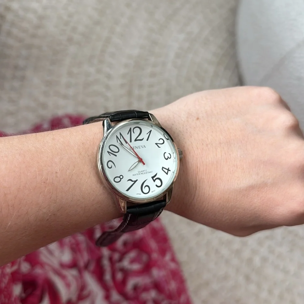 Geneva G-85 Stainless Steel Crock look strap Watch